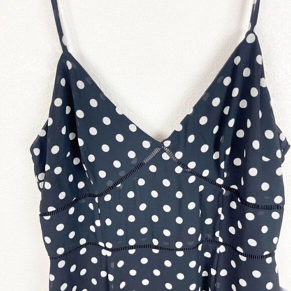 Lulus Black Polka Dot Midi Ruffle Tank Dress Sweetheart Neckline Large - Picture 7 of 9